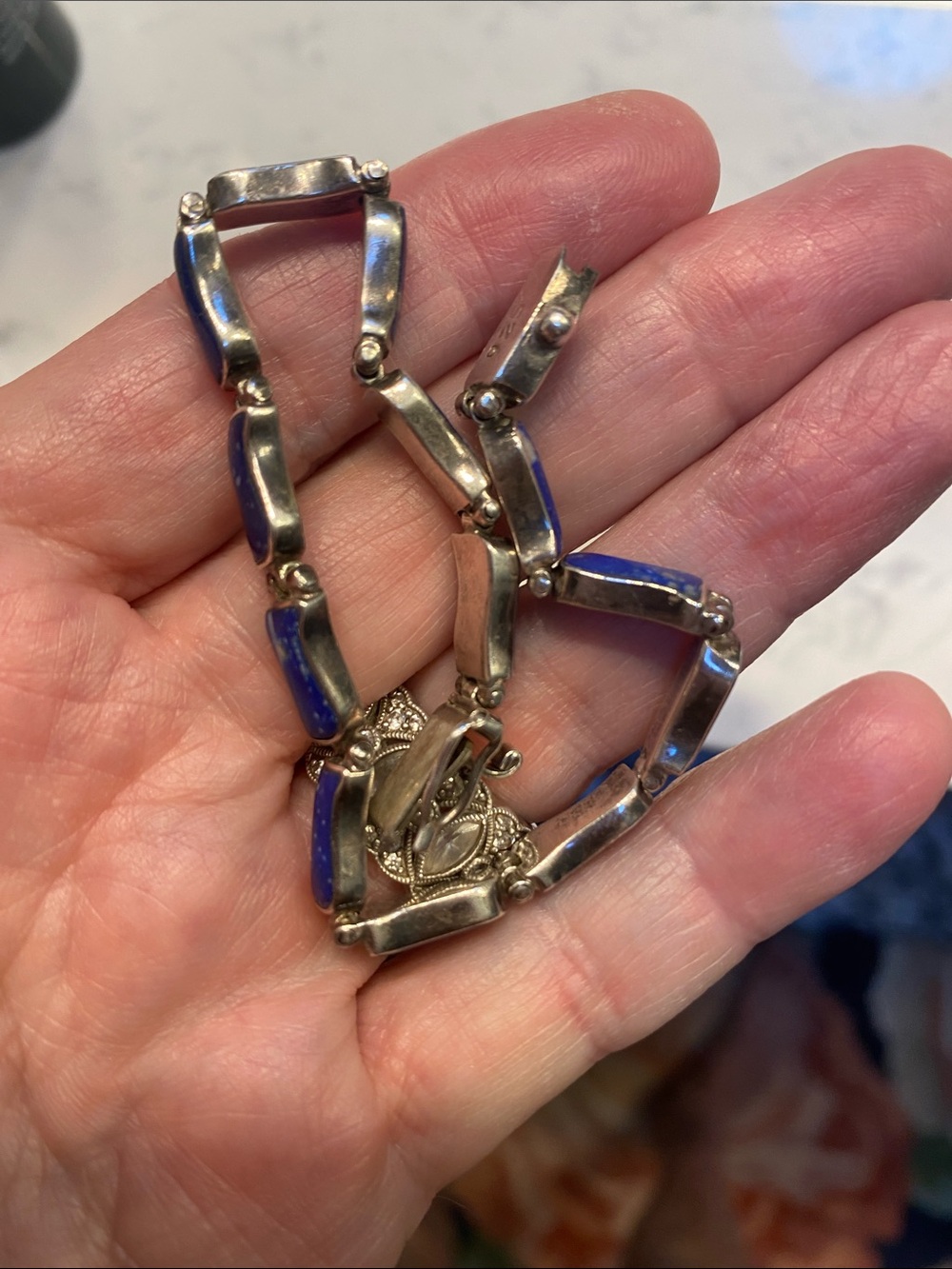 Vintage sterling silver lapis bracelet Excellent - Picture 6 of 7